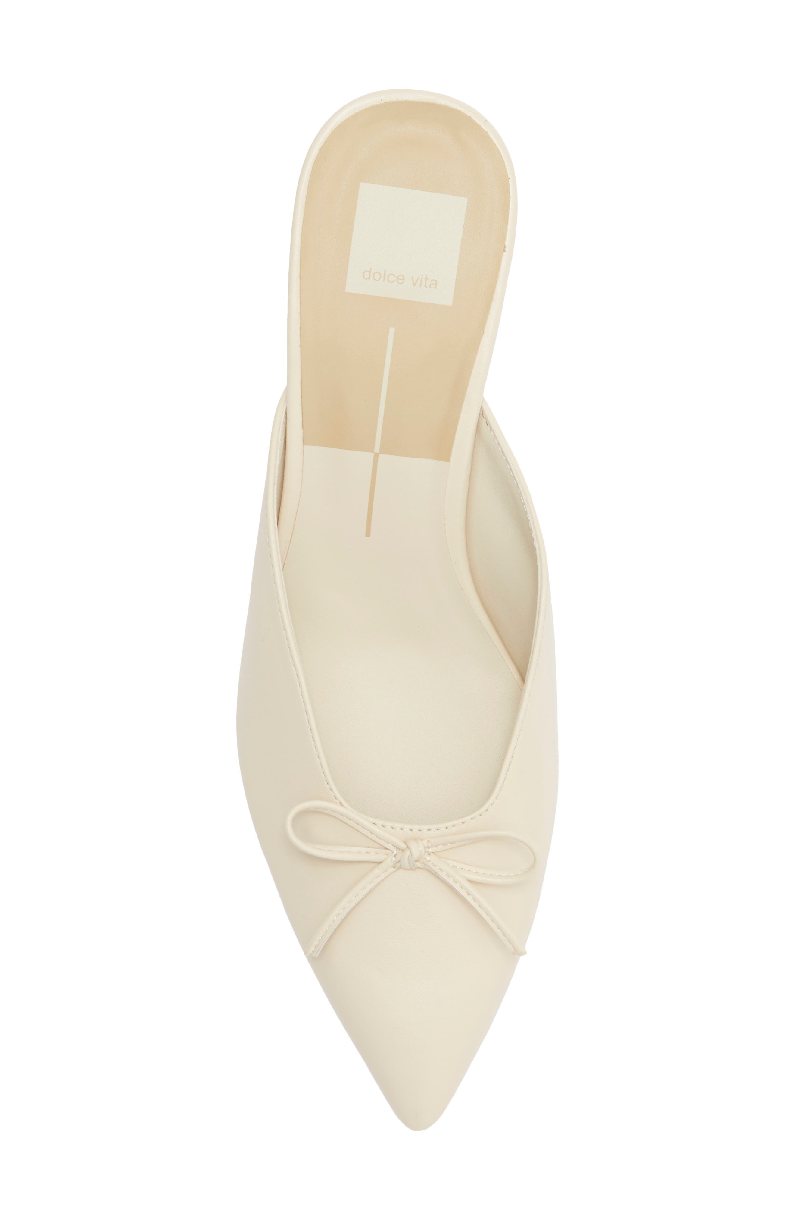 Cleo Pointed Toe Kitten Heel Mule, Alternate, color, BONE LEATHER