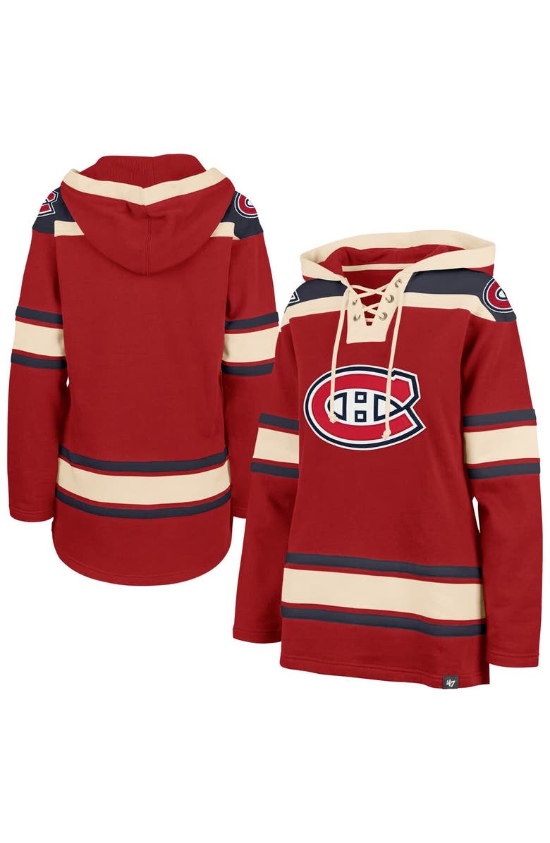 '47 Women's '47 Red Montreal Canadiens Superior Lacer Pullover Hoodie, Main, color, Red