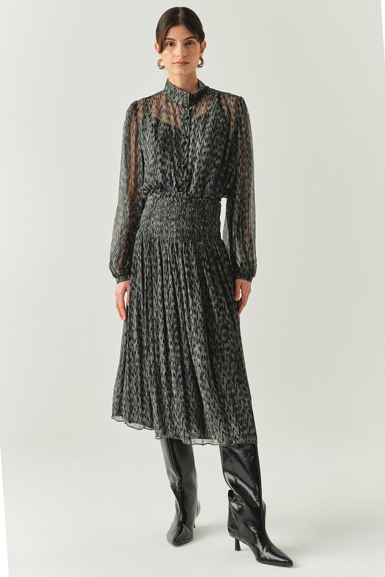 Vada Pleated Midi Skirt, Alternate, color, Black