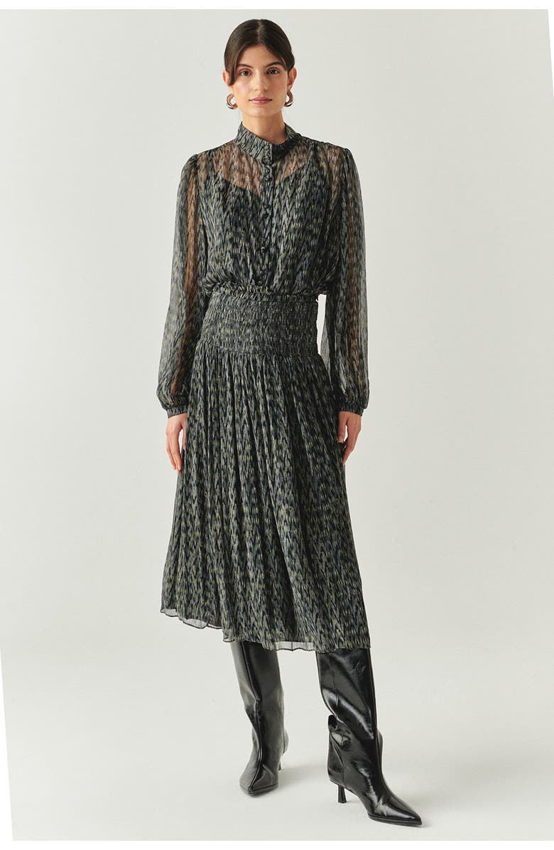 Exquise Vada Pleated Midi Skirt, Alternate, color, Black