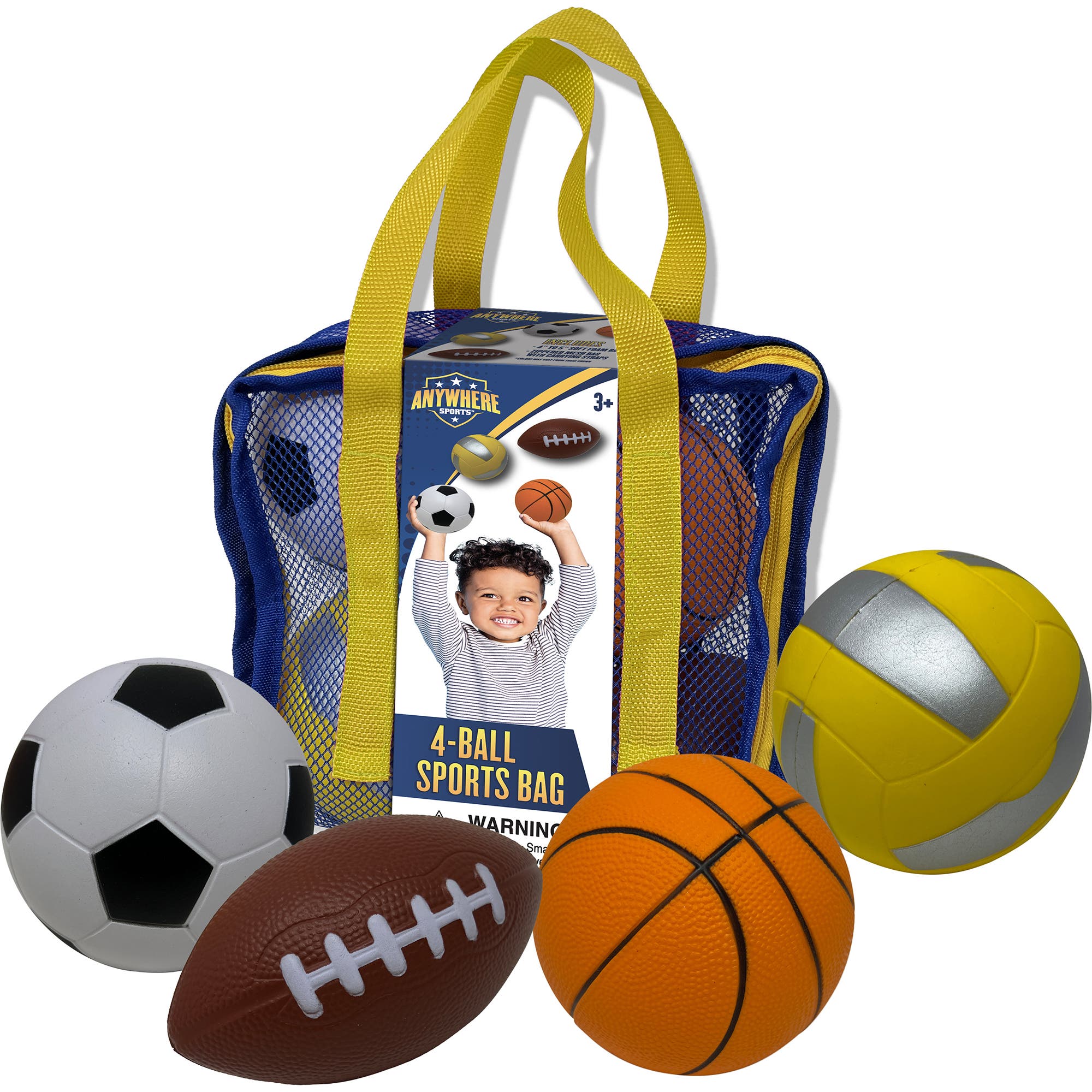 Anywhere Sports 4Ball Sports Bag, Mini Foam Balls Set For Kids 3+ in Multicolored 