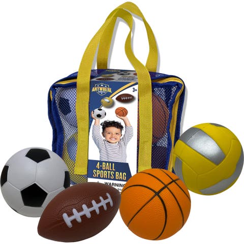 4Ball Sports Bag, Mini Foam Balls Set For Kids 3+