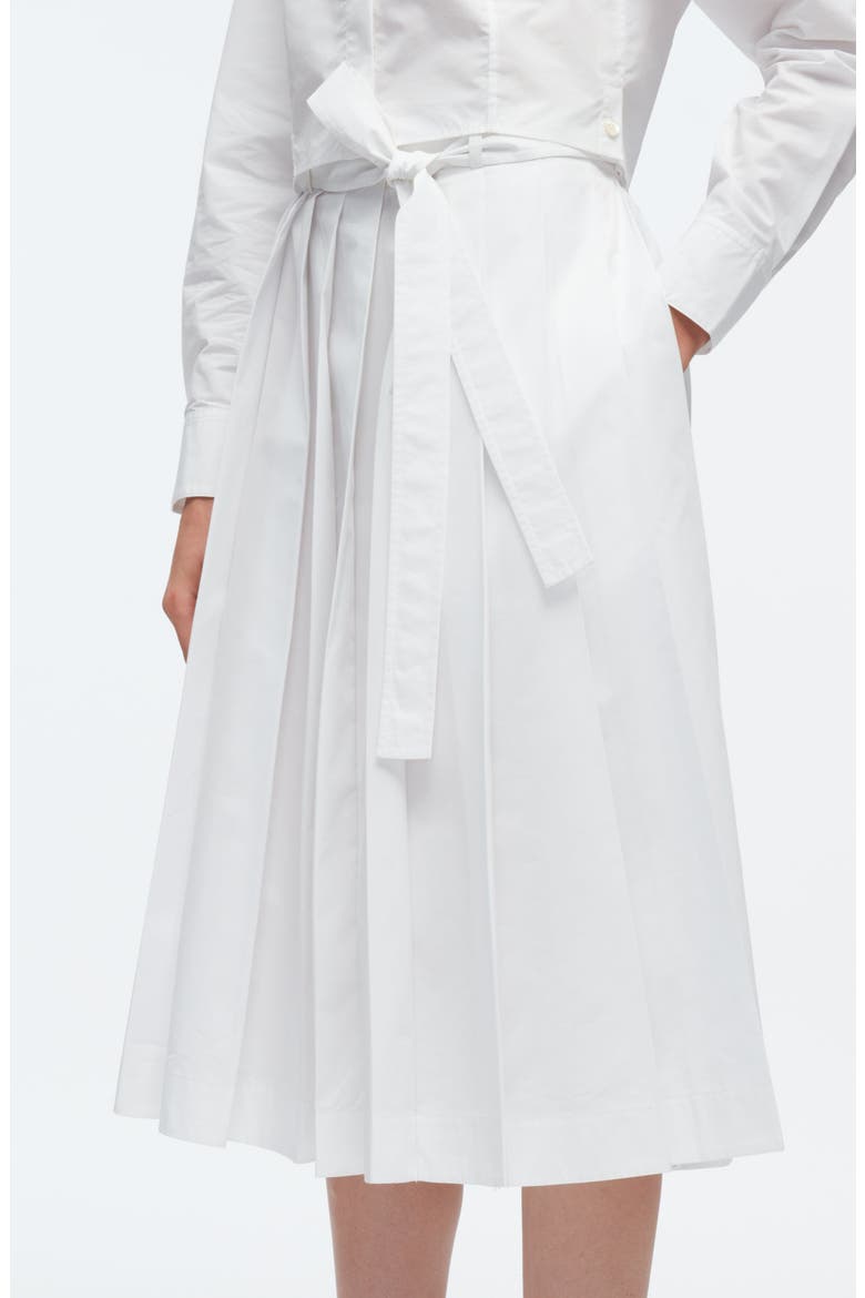 Knife Pleat Belted Midi Skirt, Alternate, color, WHITE