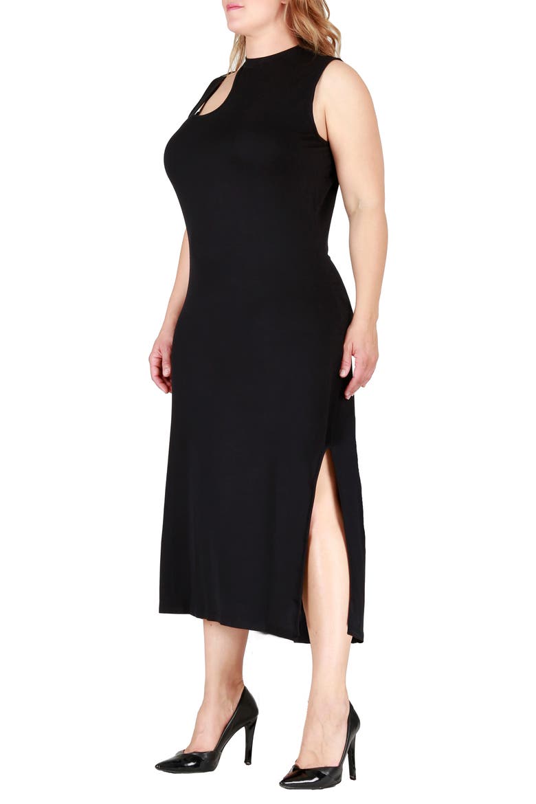 Cutout Sleeveless Midi Dress, Alternate, color, BLACK