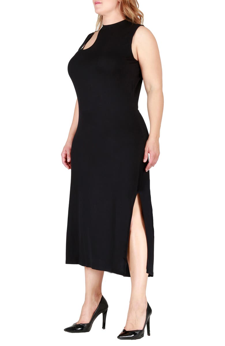 Standards & Practices Cutout Sleeveless Midi Dress, Alternate, color, Black