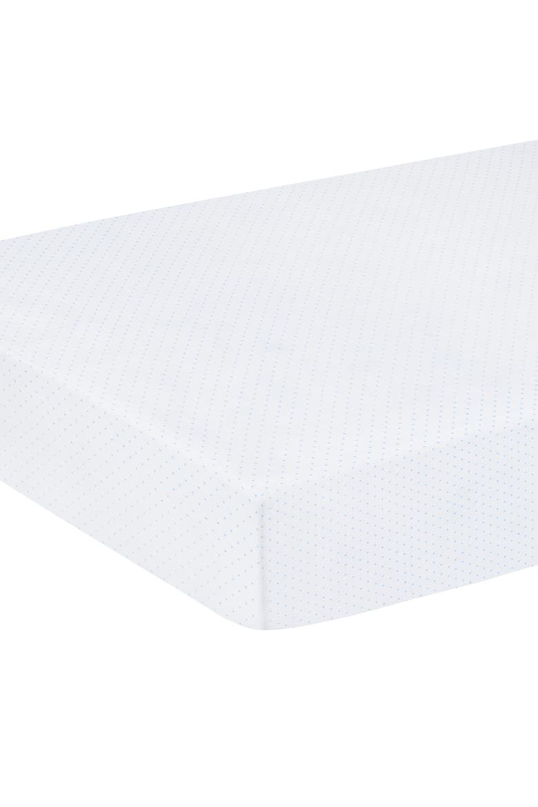 Pima Crib Sheet, Main, color, Blue Micro Dot