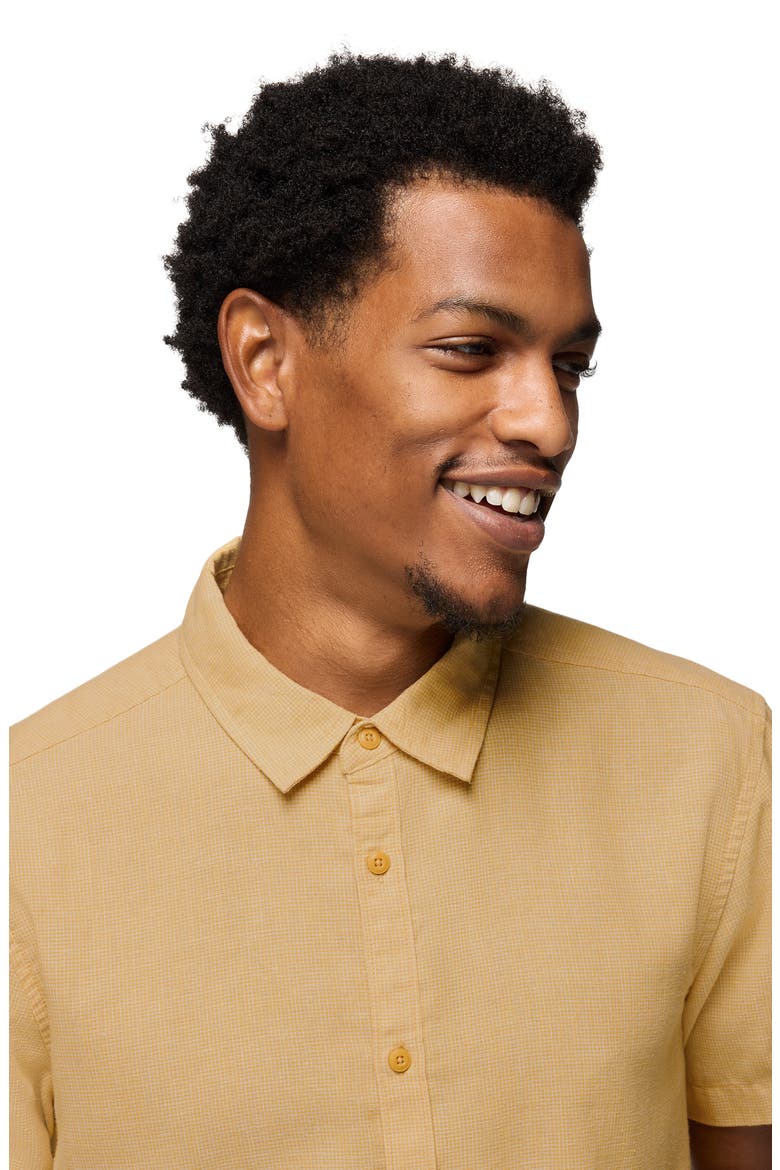 Lindores Hemp Blend Short Sleeve Button-Up Shirt, Alternate, color, POLLEN