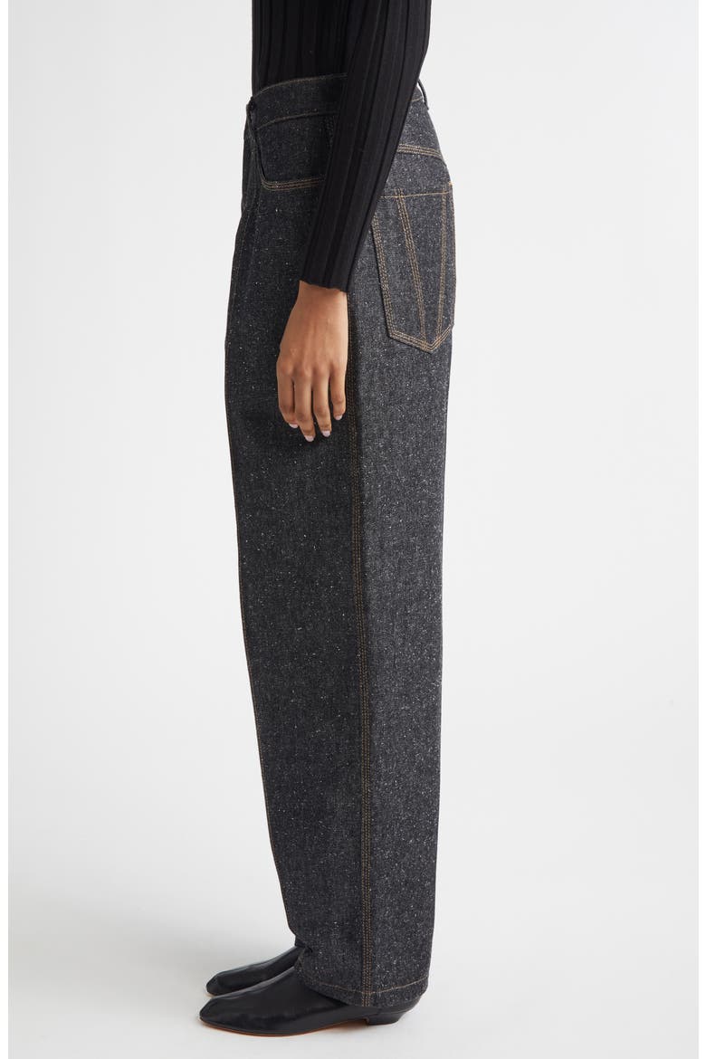 Borrowed High Waist Dark Denim Barrel Leg Pants, Alternate, color, INDIGO RAW