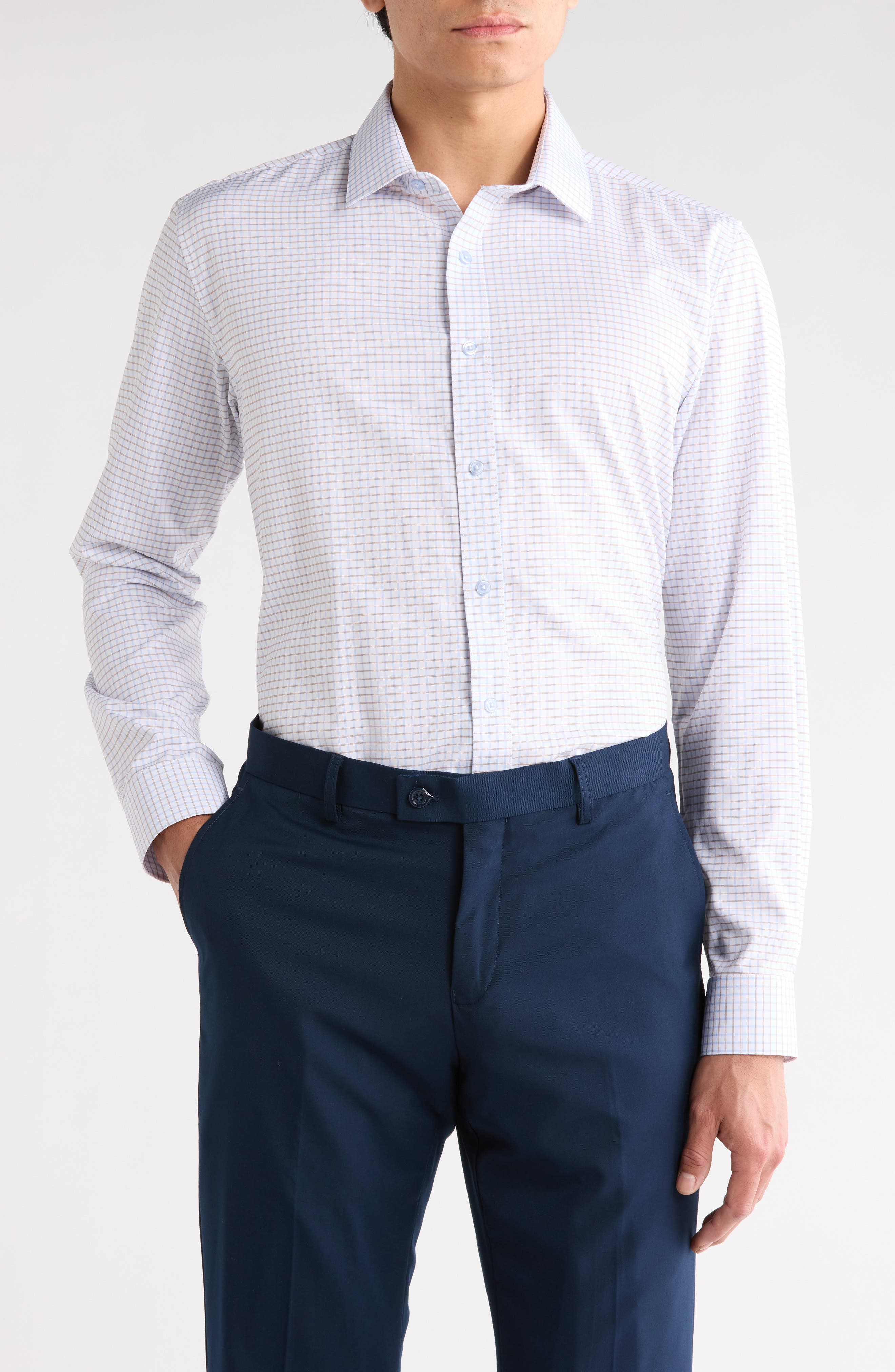 DYLAN PARK Slim Fit Perfect Stretch Long Sleeve Button Down Shirt