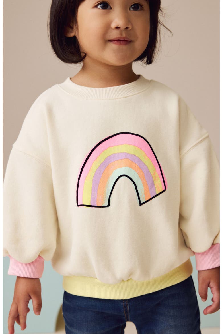 Kids' Rainbow Graphic Sweatshirt, Alternate, color, CREAM