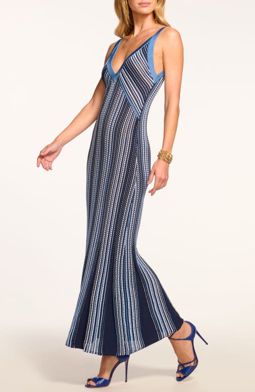 Ramy Brook Paetyn Textured Stripe Knit Maxi Dress In Ribbon Blue Stripe