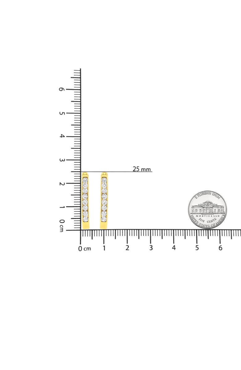 Haus of Brilliance 14k Yellow Gold Plated Silver 1.0 Ct Channel Diamond Hoop Earrings, Alternate, color, Yellow