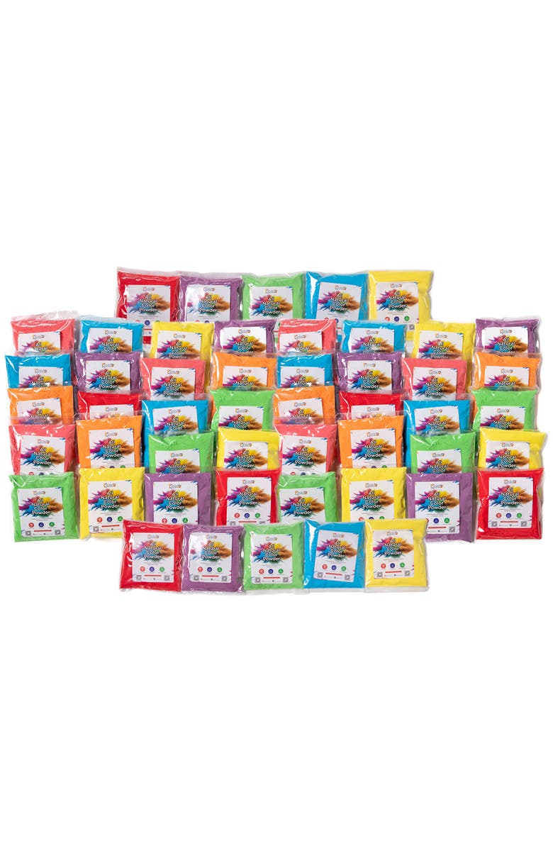 KULTURE KHAZANA 100Gm All Natural, Washable, Biodegradable, Holi Nontoxic Color Powder, 50 Pack, Main, color, Multicolored