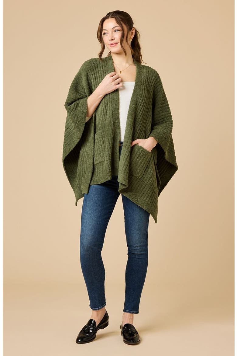 Solid Rib Marshmallow Shawl, Alternate, color, Olive