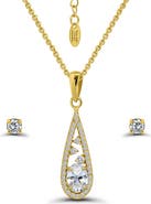 Christian Siriano Cubic Zirconia Teardrop Pendant Necklace & Stud Earrings Set