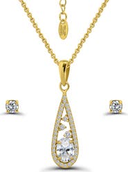 Christian Siriano New York Cubic Zirconia Teardrop Pendant Necklace & Stud Earrings Set