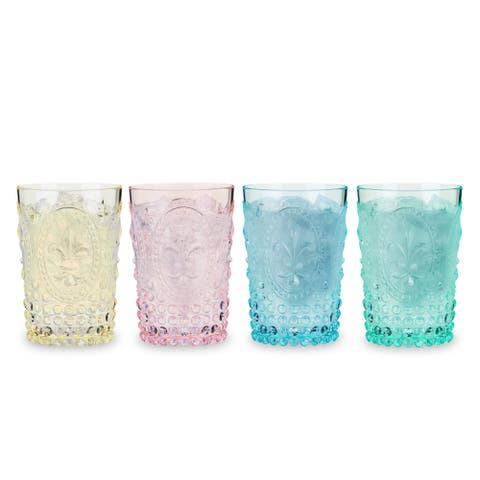 Shatterproof Acrylic Embossed Tumblers in Assorted Colors Set of 4