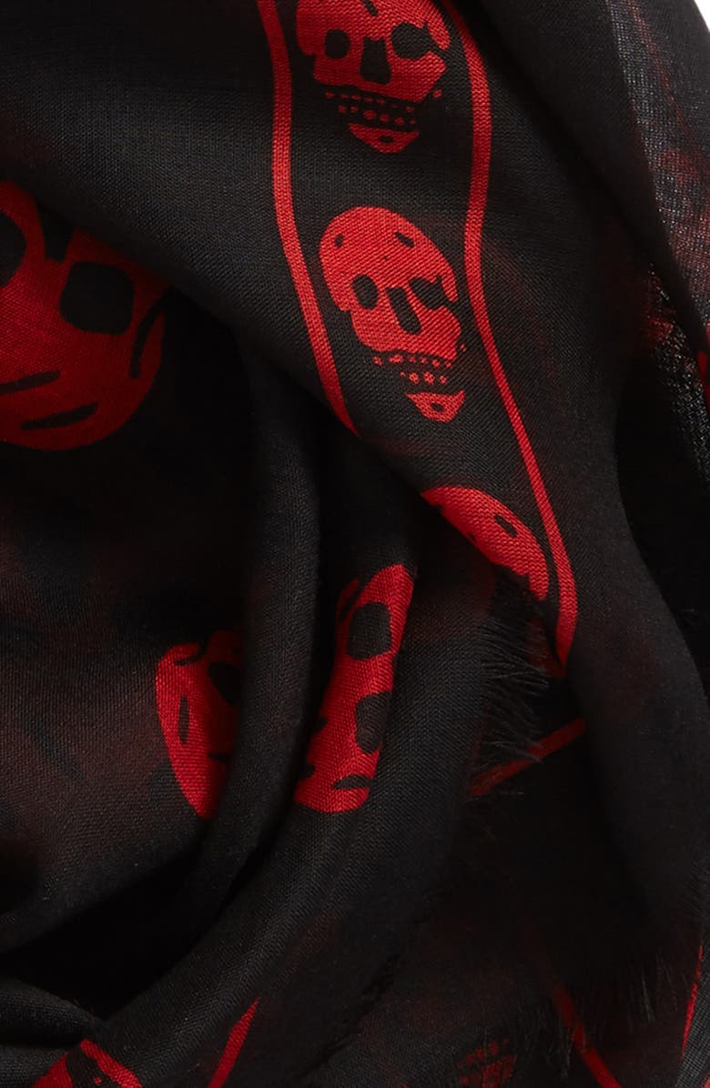 McQueen Alexander McQueen Skull Print Modal & Silk Scarf, Alternate, color, Black And Red