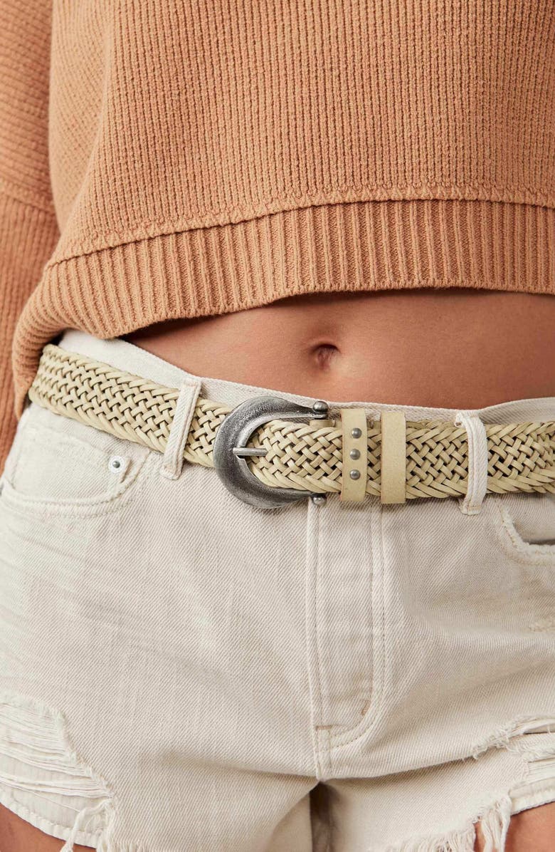 Free People We the Free Brix Woven Leather Belt, Alternate, color, 