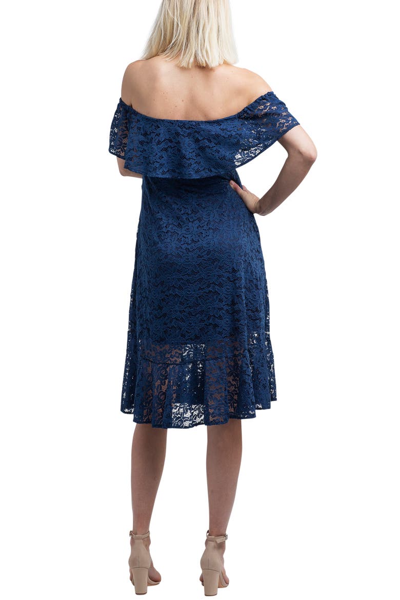 Lucia Off the Shoulder Lace Maternity Dress, Alternate, color, NAVY