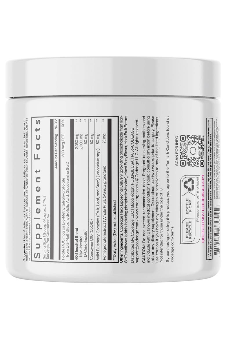 Liposomal Ovarian Inositol + Folate & CoQ10 Powder Supplement, Alternate, color, White