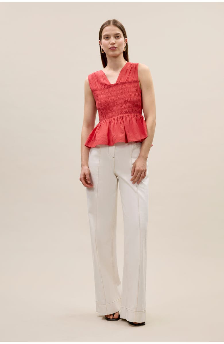 Rebecca Taylor Merrick Silk Cotton Top, Alternate, color, Scarlet