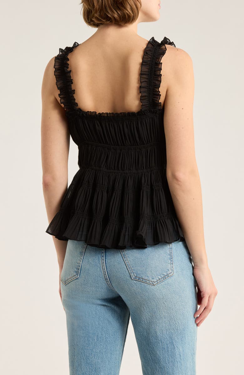 MAX STUDIO Smocked Georgette Tank, Alternate, color, Black