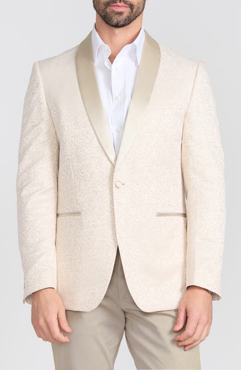 Dalston Cream Tonal Jacquard & Satin Dinner Jacket