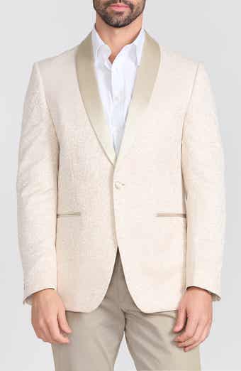 SAVILE ROW CO Dalston Cream Tonal Jacquard & Satin Dinner Jacket