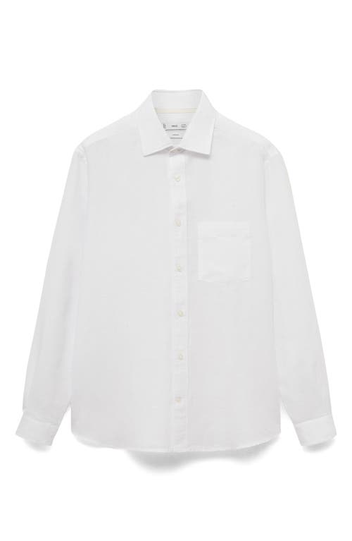 Mango Regular Fit Linen Button-up Shirt In White