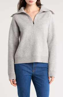 Derek Lam 10 Crosby Samuel Reversible Wool Blend Quarter Zip Sweater