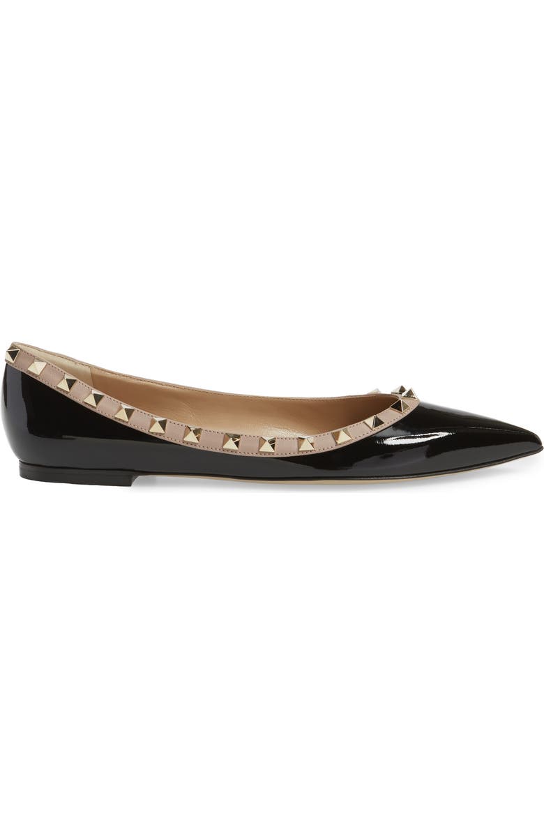 Valentino Garavani Rockstud Pointed Toe Ballerina Flat, Alternate, color,