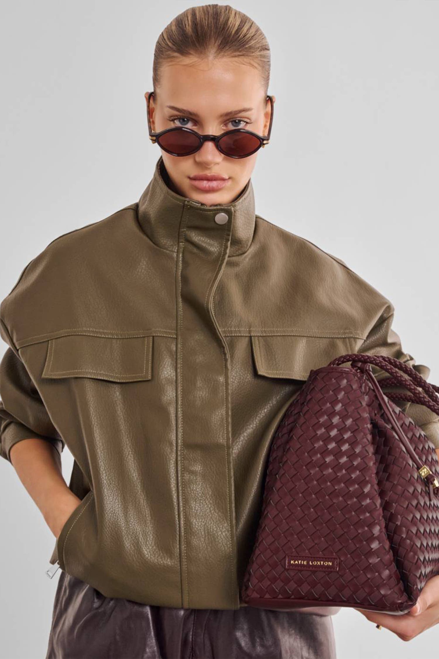 Nova Hand Woven Large Shoulder Bag, Alternate, color, Cherry