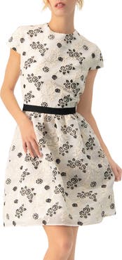 IVONNE Floral Embroidered Short A-Line Dress
