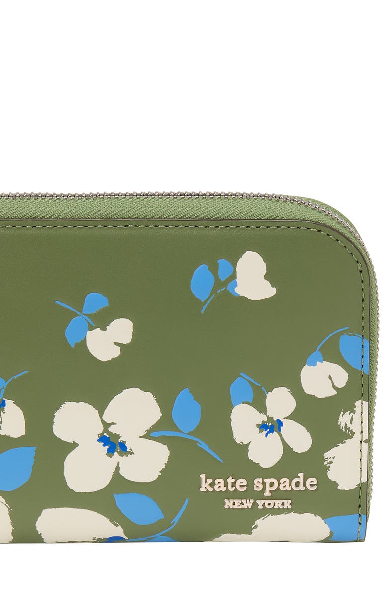 Kate Spade New York devin embossed painterly blooms leather zip wallet, Alternate, color, 