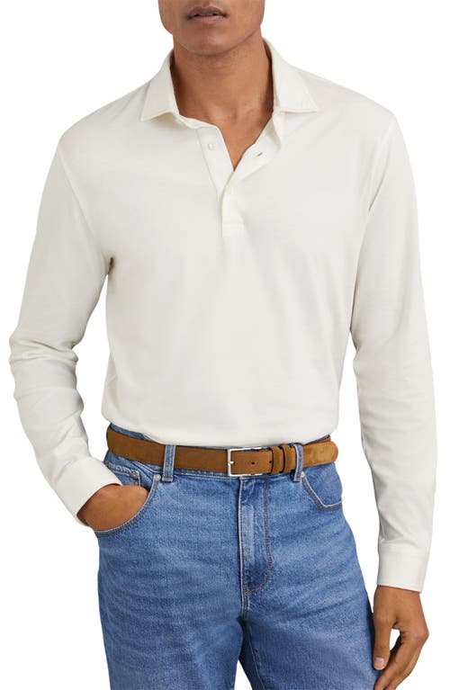 Reiss Portofino Long Sleeve Supima® Cotton Polo in White 