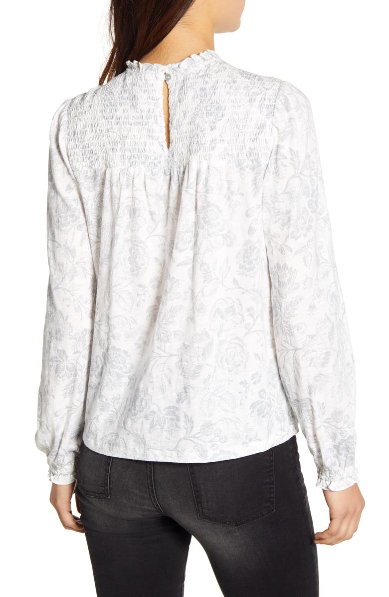 Lucky Brand Smocked Yoke Blouse, Alternate, color, 