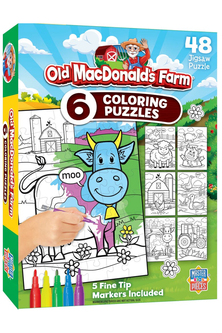 Old MacDonald Coloring Puzzles 6-Pack, Main, color, Multicolor