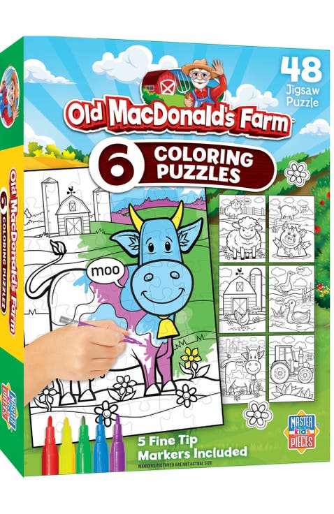 Old MacDonald Coloring Puzzles 6-Pack