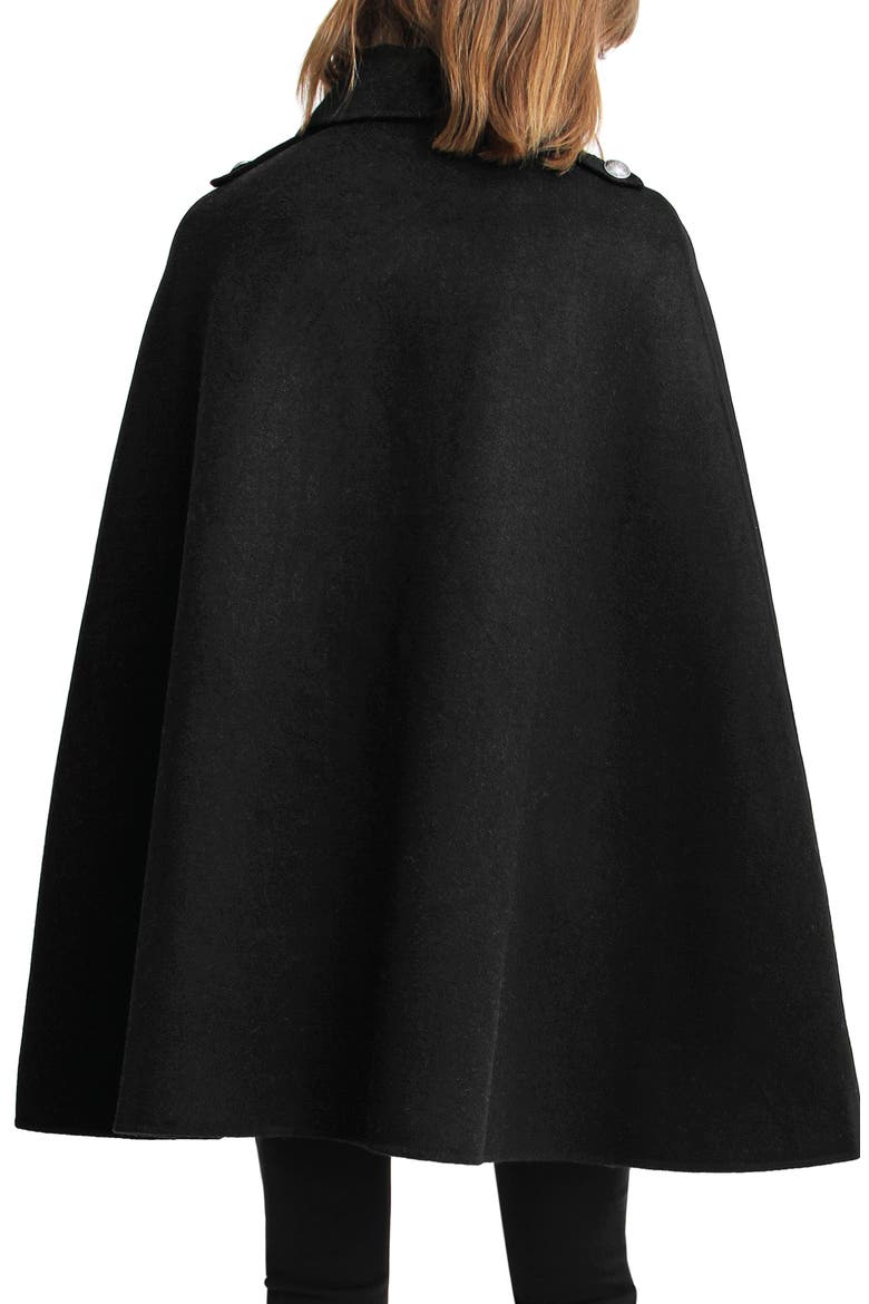 On My Mind Wool Blend Cape, Alternate, color, BLACK
