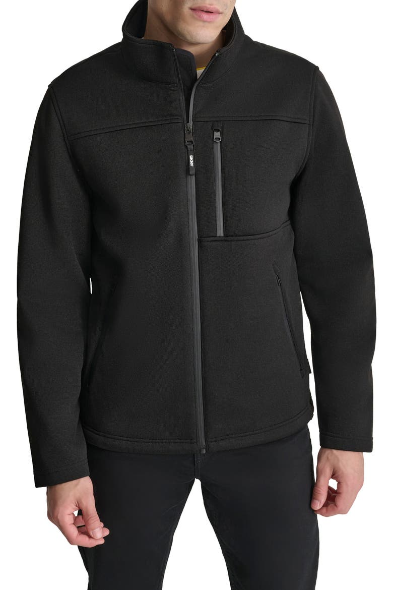 Sweater Knit Fleece Jacket, Main, color, BLACK