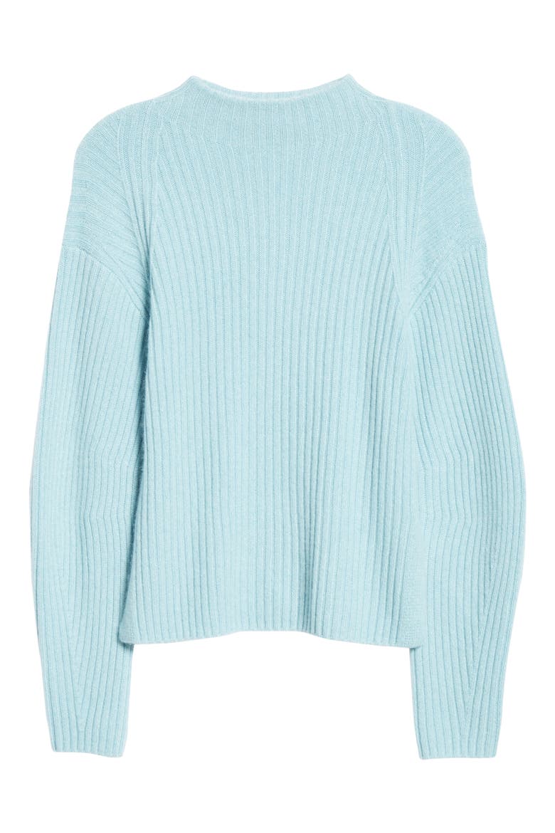 Ribbed Mock Neck Wool & Cashmere Sweater, Alternate, color, HEATHER ARIA