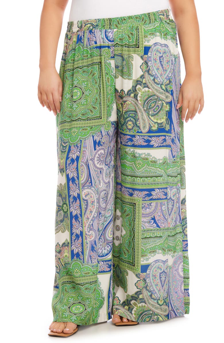 Karen Kane Paisley Print High Waist Wide Leg Pants, Main, color, 