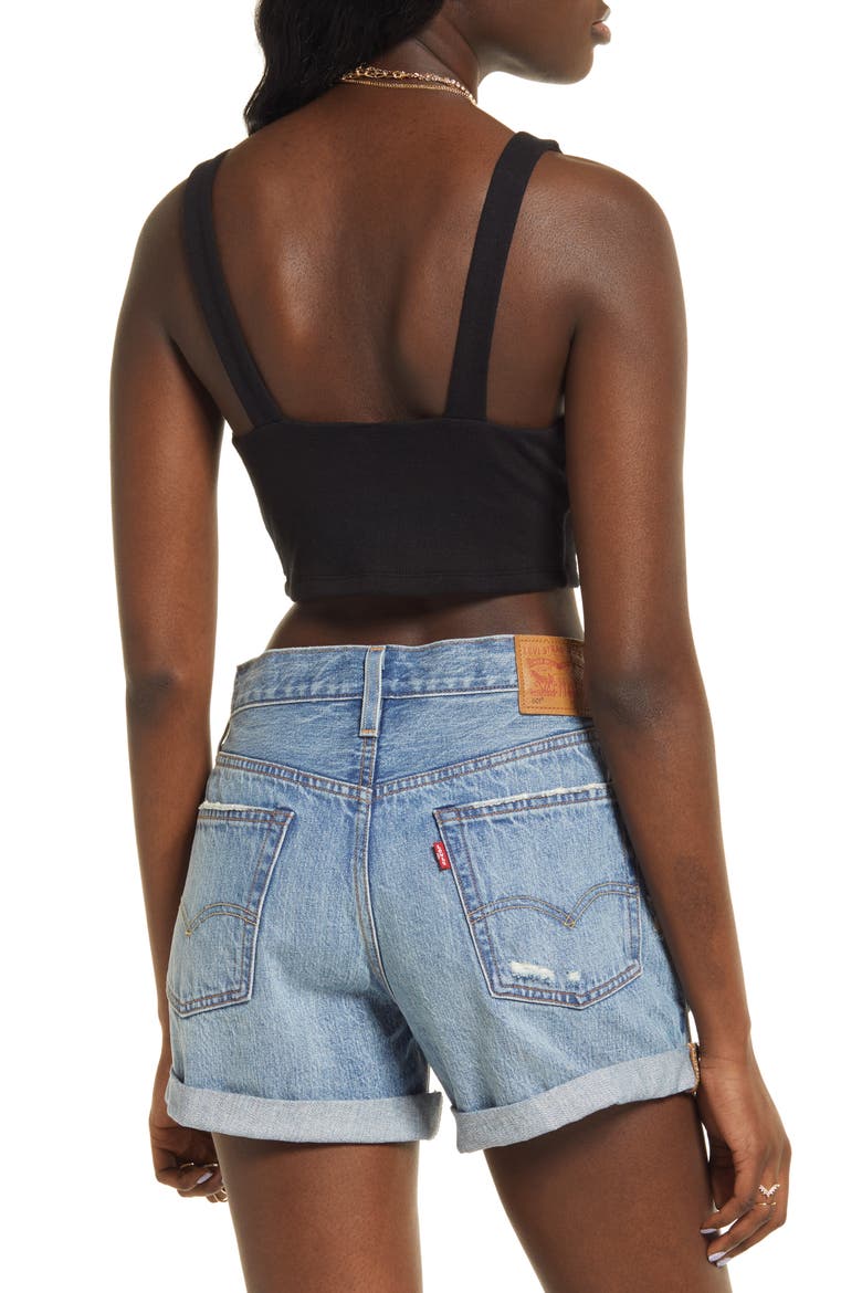 V NECK CROP TANK, Alternate, color, BLACK