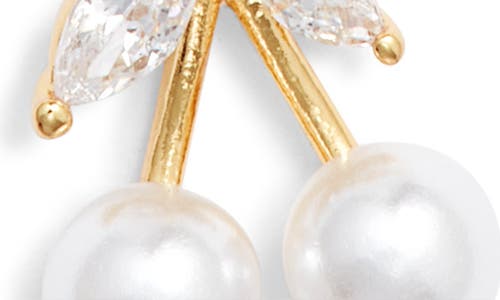 Vidakush Faux Pearl Cherry Pendant Necklace In Gold