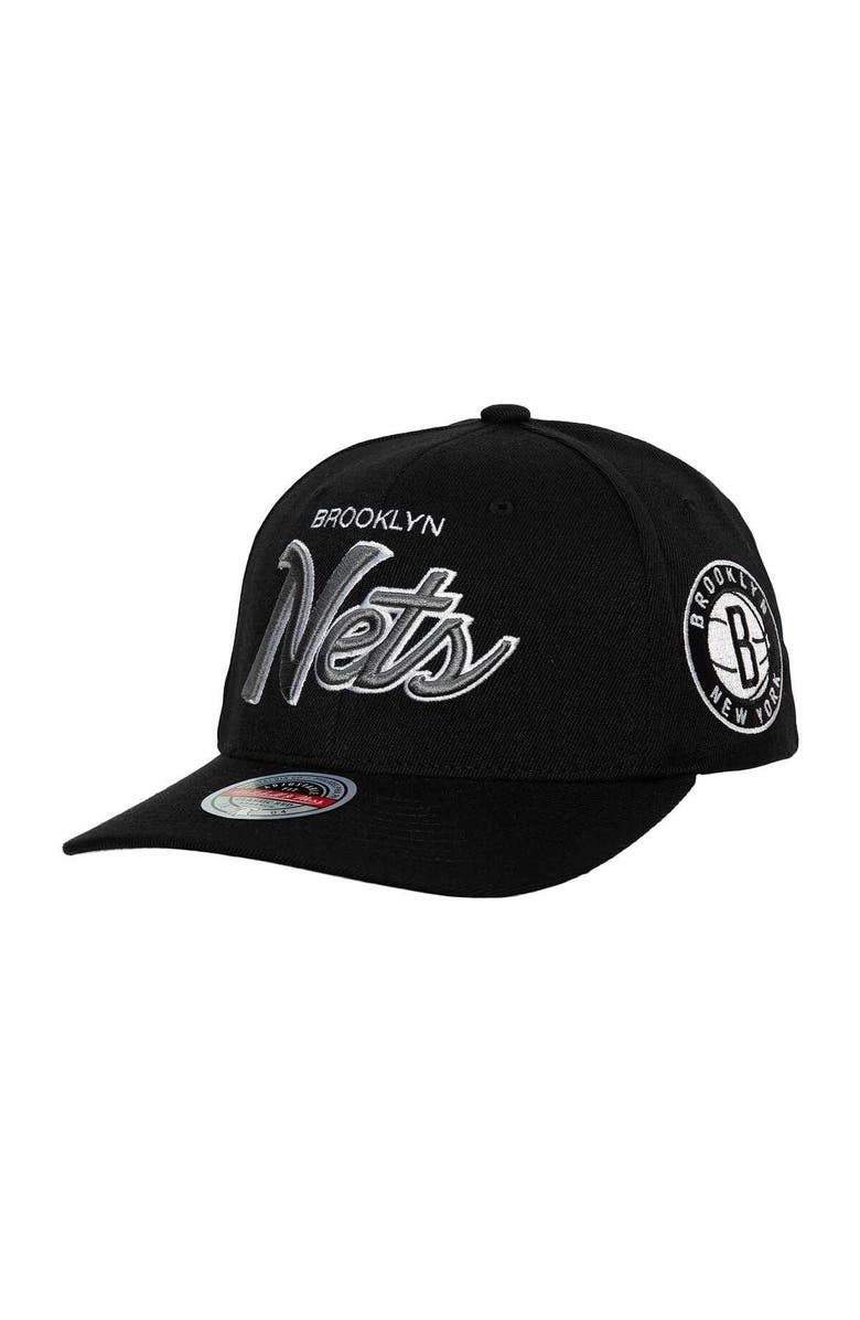 Mitchell & Ness Men's Mitchell & Ness Black Brooklyn Nets MVP Team Script 2.0 Stretch-Snapback Hat, Main, color, Black