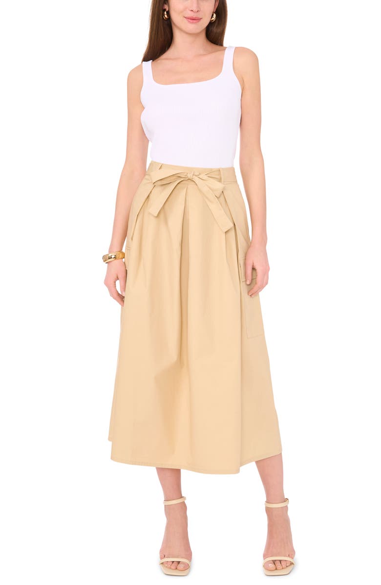 Vince Camuto Belted Cotton Midi A-Line Cargo Skirt, Alternate, color, 