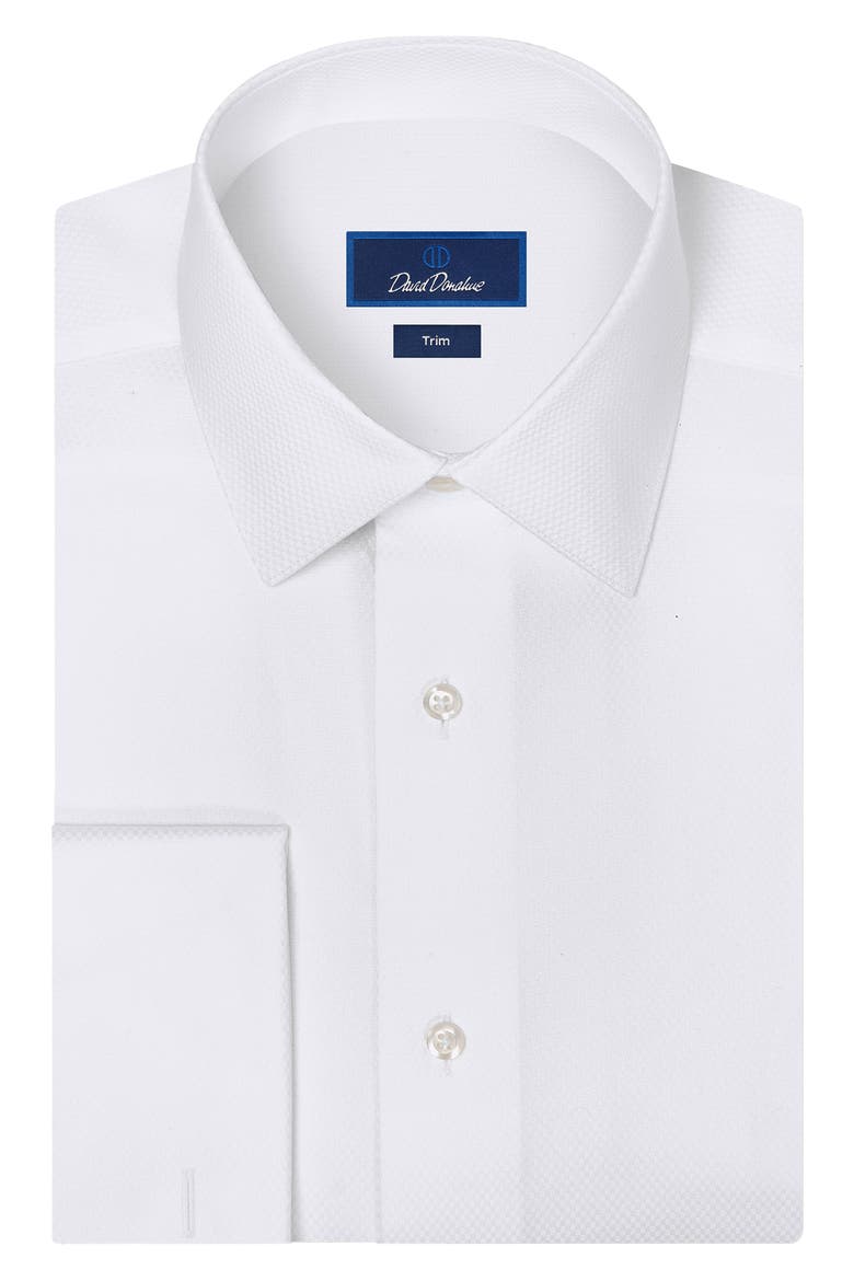 Trim Fit Solid French Cuff Tuxedo Shirt, Alternate, color, WHITE