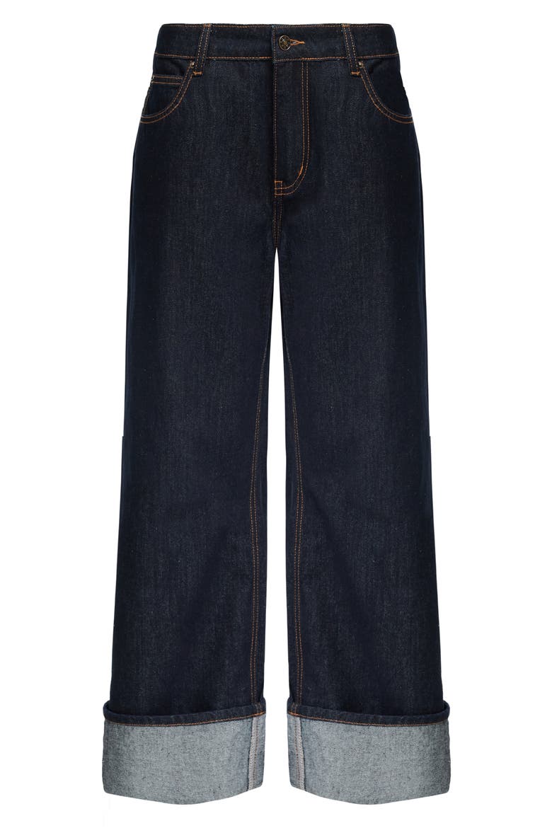 Top Model Cuffed Straight Leg Jeans, Alternate, color, DARK DENIM