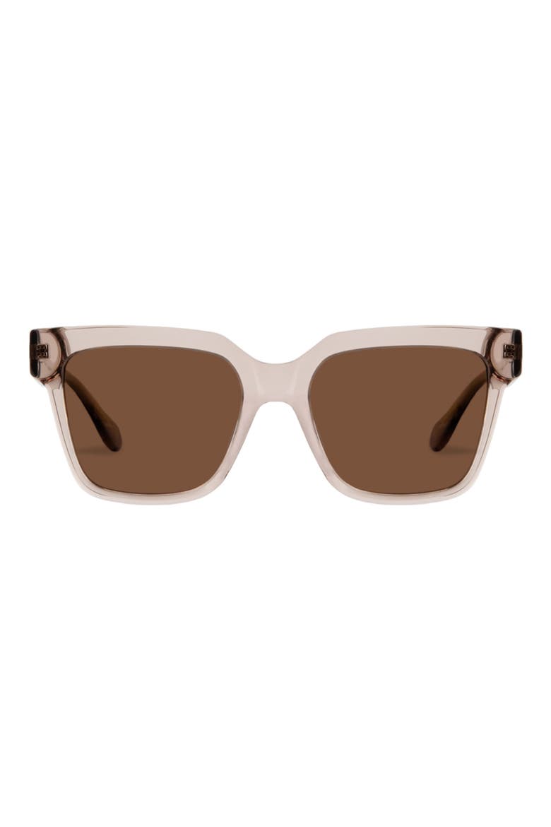 Hana 55mm Low Bridge Wide Width Polarized Square Sunglasses, Main, color, SHELL / TAN LENSES
